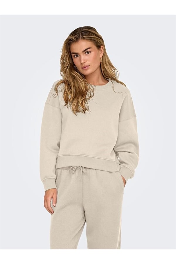 Only ONLBEST L/S CREW NECK SWT NOOS Bej Kadın Sweatshirt