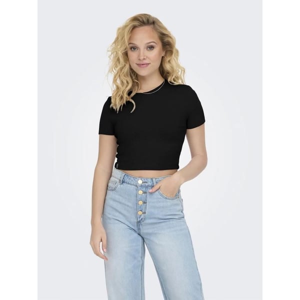 Only ONLBETTY SS O-NECK SHORT TOP CC JRS Siyah Kadın T-Shirt