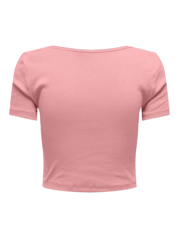 Only ONLBETTY S/S SCALLOP V-NECK CC JRS Pembe Kadın T-Shirt