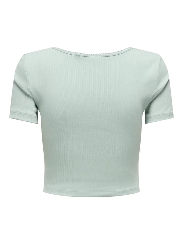 Only ONLBETTY S/S SCALLOP V-NECK CC JRS Turkuaz Kadın T-Shirt