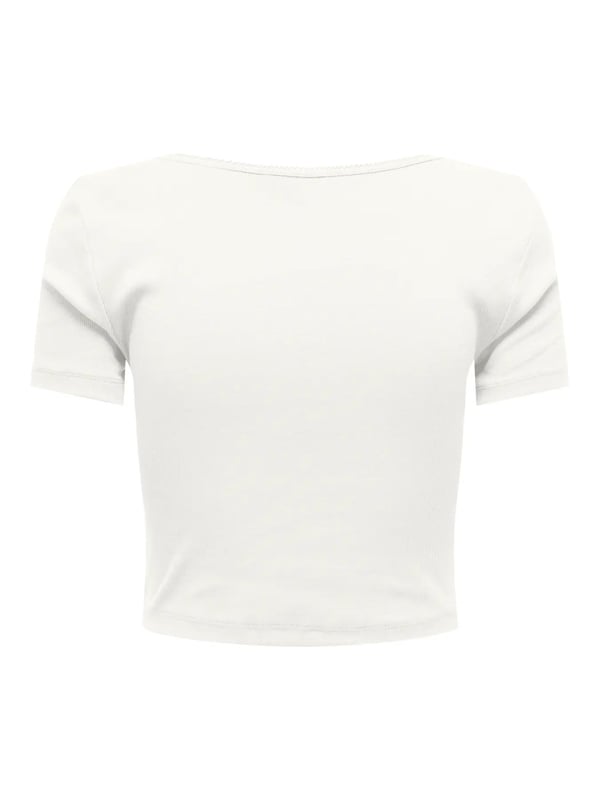 Only ONLBETTY S/S SCALLOP V-NECK CC JRS Beyaz Kadın T-Shirt