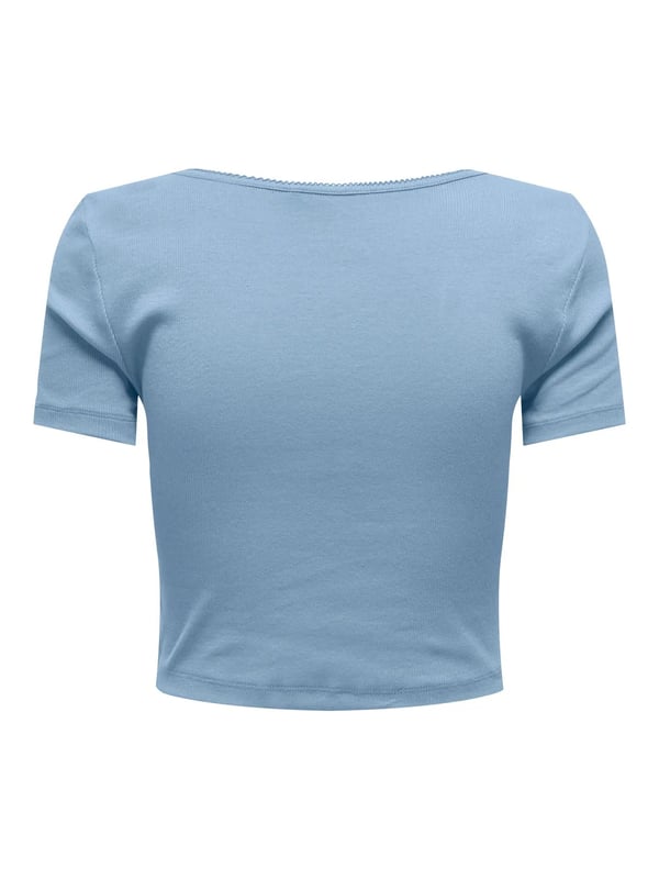 Only ONLBETTY S/S SCALLOP V-NECK CC JRS Açık Mavi Kadın T-Shirt