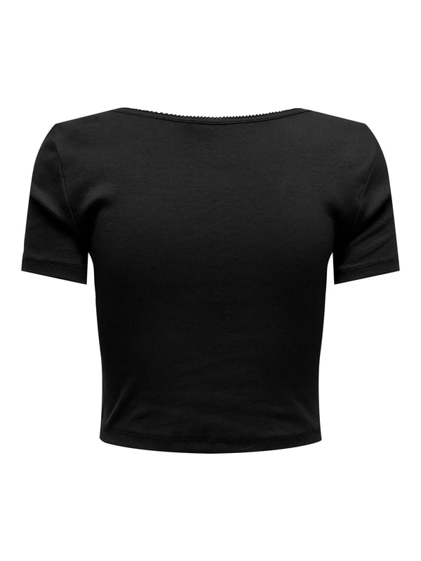 Only ONLBETTY S/S SCALLOP V-NECK CC JRS Siyah Kadın T-Shirt