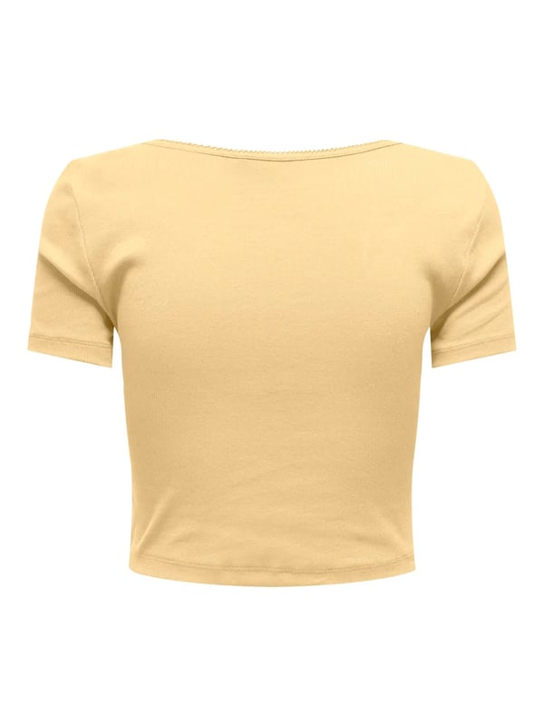 Only ONLBETTY S/S SCALLOP V-NECK CC JRS Sarı Kadın T-Shirt