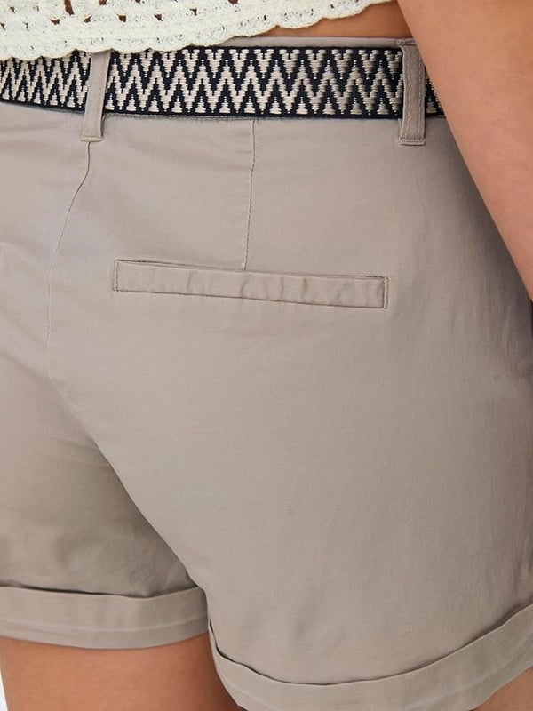 Only ONLBIANA MW COTTON BELT CHINO SHORTS PNT Gri Kadın Şort