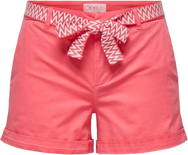 Only ONLBIANA MW COTTON BELT CHINO SHORTS PNT Mercan Kadın Şort