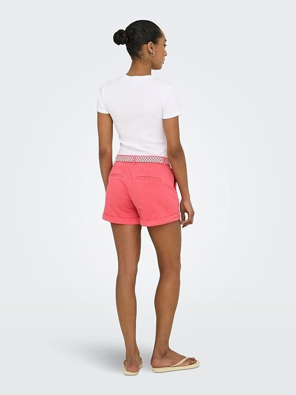 Only ONLBIANA MW COTTON BELT CHINO SHORTS PNT Mercan Kadın Şort