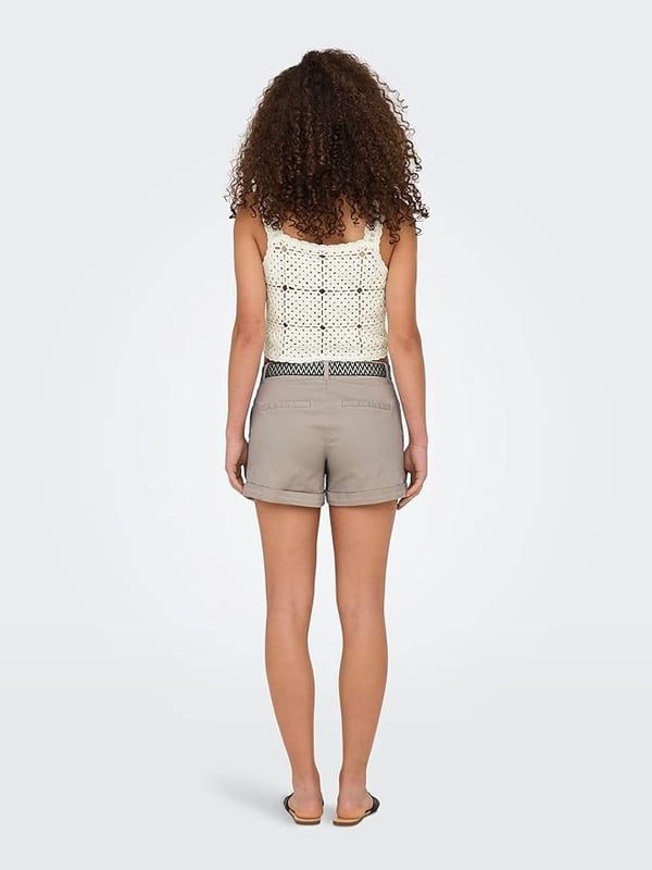 Only ONLBIANA MW COTTON BELT CHINO SHORTS PNT Gri Kadın Şort