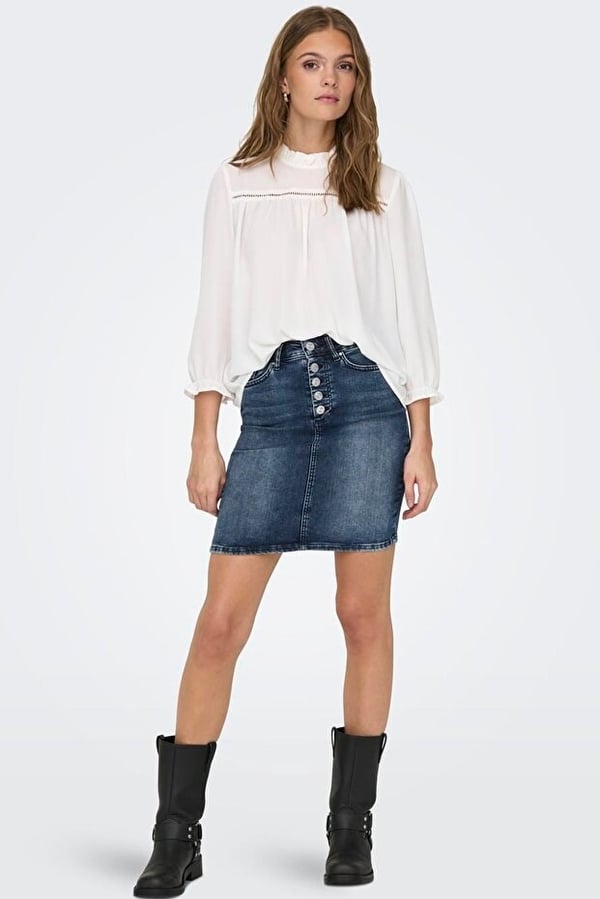 Only ONLBLUSH HW BTN SKIRT DNM TAI583 Lacivert Kadın Etek