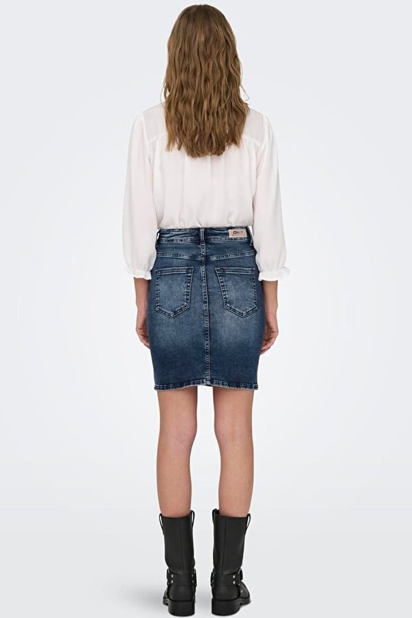 Only ONLBLUSH HW BTN SKIRT DNM TAI583 Lacivert Kadın Etek