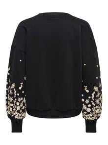 Only ONLBROOKE L/S O-NECK FLOWER SWT NOOS Siyah Kadın Sweatshirt