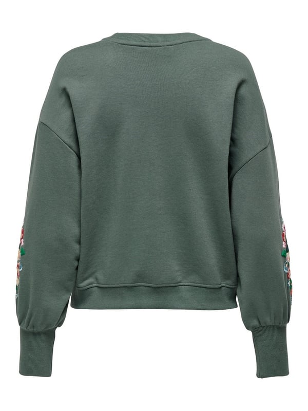Only ONLBROOKE L/S O-NECK FLOWER SWT NOOS Yeşil Kadın Sweatshirt