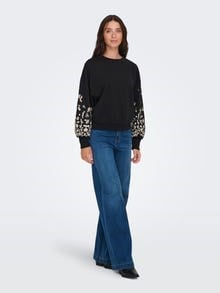 Only ONLBROOKE L/S O-NECK FLOWER SWT NOOS Siyah Kadın Sweatshirt