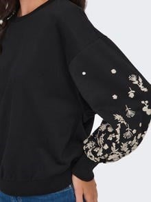 Only ONLBROOKE L/S O-NECK FLOWER SWT NOOS Siyah Kadın Sweatshirt
