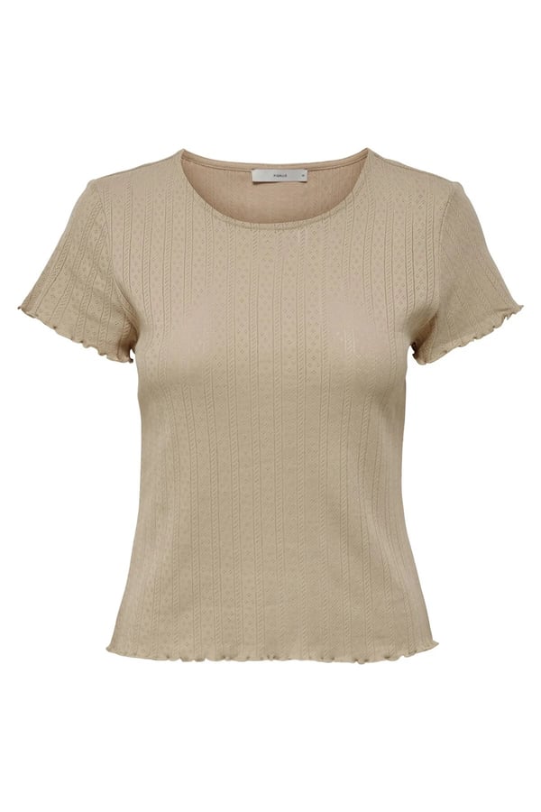 Only ONLCARLOTTA S/S TOP JRS NOOS Bej Kadın T-Shirt