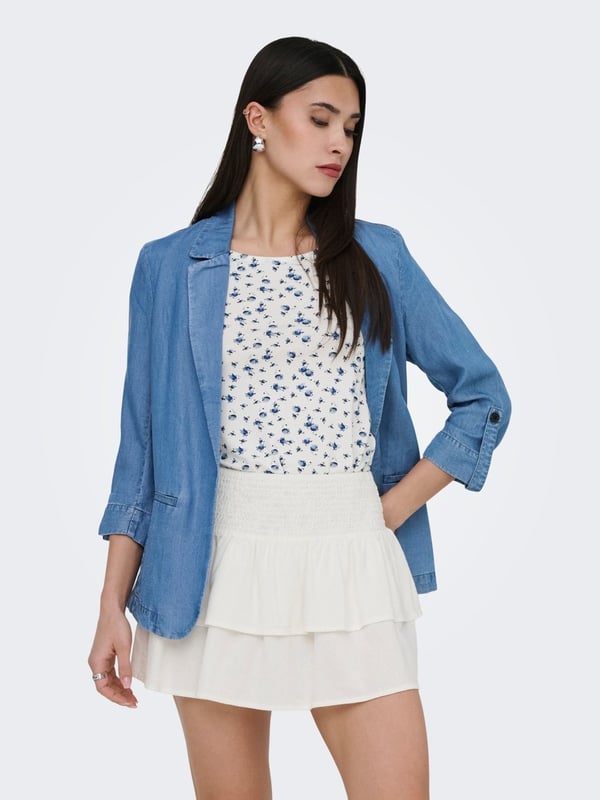 Only ONLCARO CHARIS 3/4 UNLINED BLAZER WVN CC Mavi Kadın Ceket
