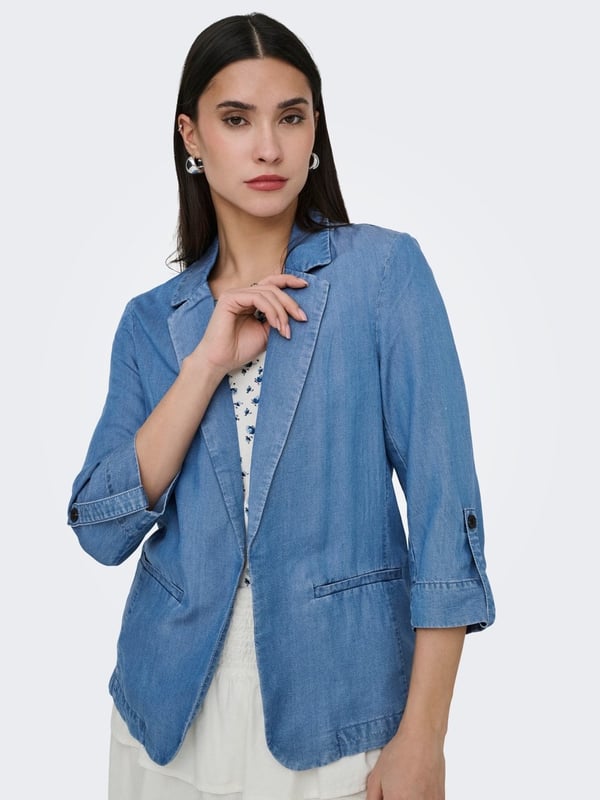 Only ONLCARO CHARIS 3/4 UNLINED BLAZER WVN CC Mavi Kadın Ceket