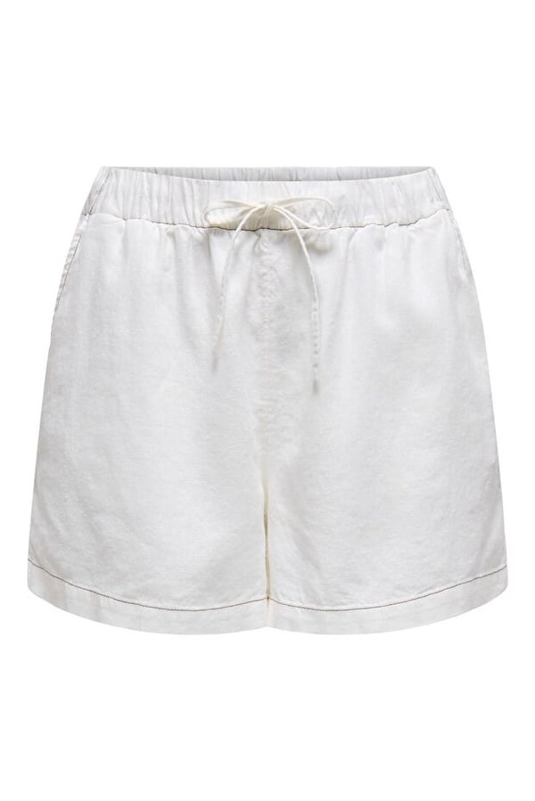 Only ONLCARO MW LINEN B PULL-UP SHORTS CC PNT Beyaz Kadın Şort