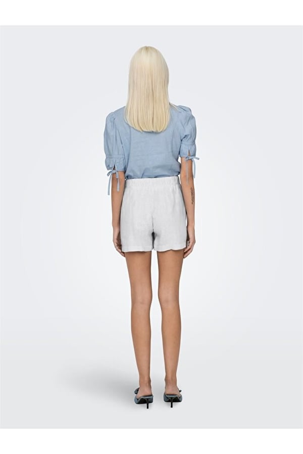 Only ONLCARO MW LINEN B PULL-UP SHORTS CC PNT Beyaz Kadın Şort