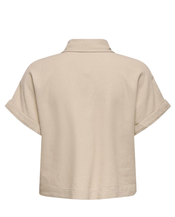 Only ONLCARO S/S LINEN BL BOXY SHIRT CC PNT Taba Kadın Gömlek