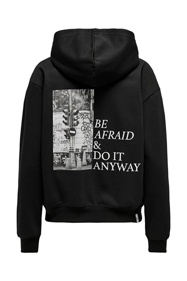 Only ONLCASSIE L/S PHOTO HOOD SWT Siyah Kadın Sweatshirt
