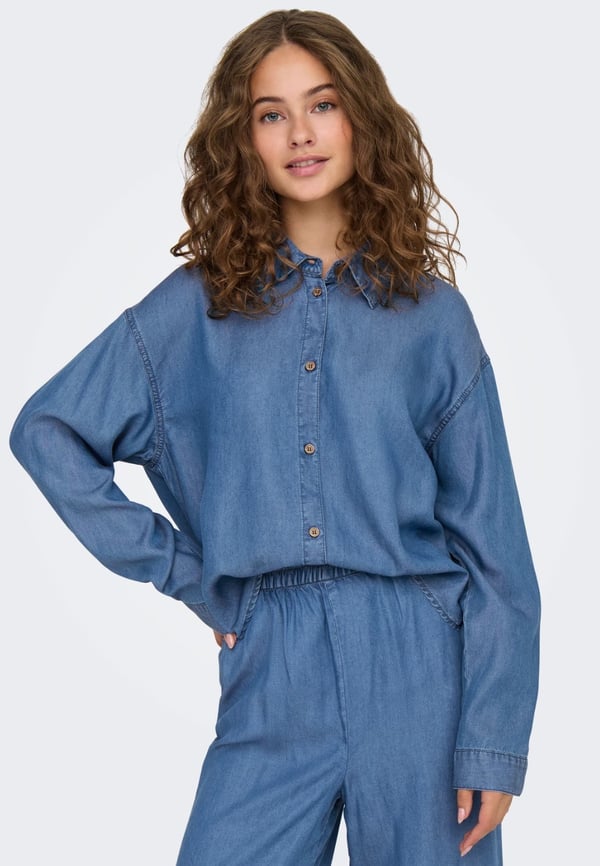 Only ONLCHARIS LIFE LS SHIRT CC WVN Mavi Kadın Gömlek