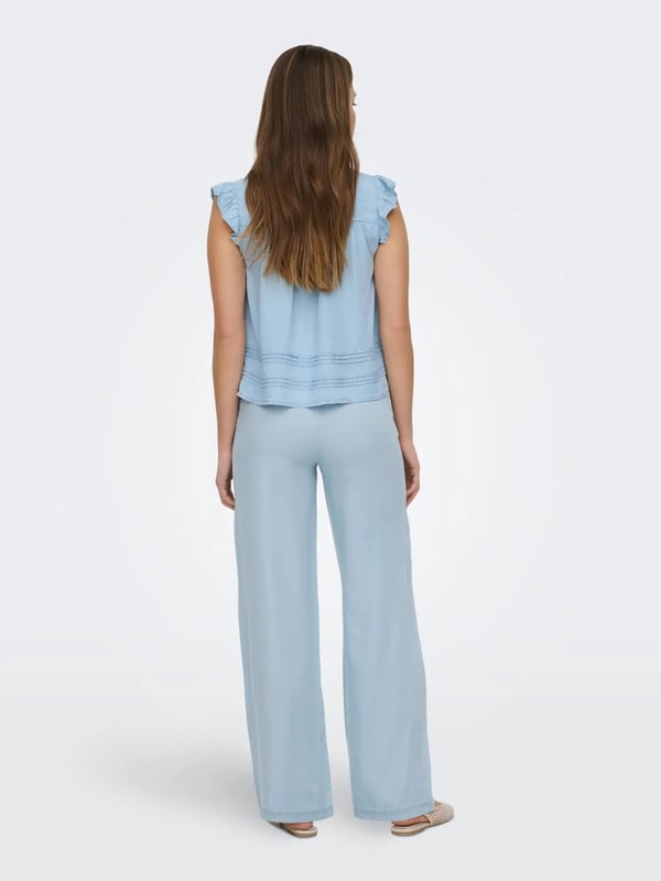 Only ONLCHARIS LIFE PULL UP TIE PANTS WVN CC Açık Mavi Kadın Pantolon