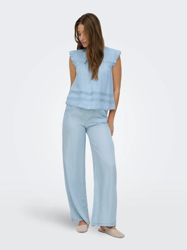Only ONLCHARIS LIFE PULL UP TIE PANTS WVN CC Açık Mavi Kadın Pantolon