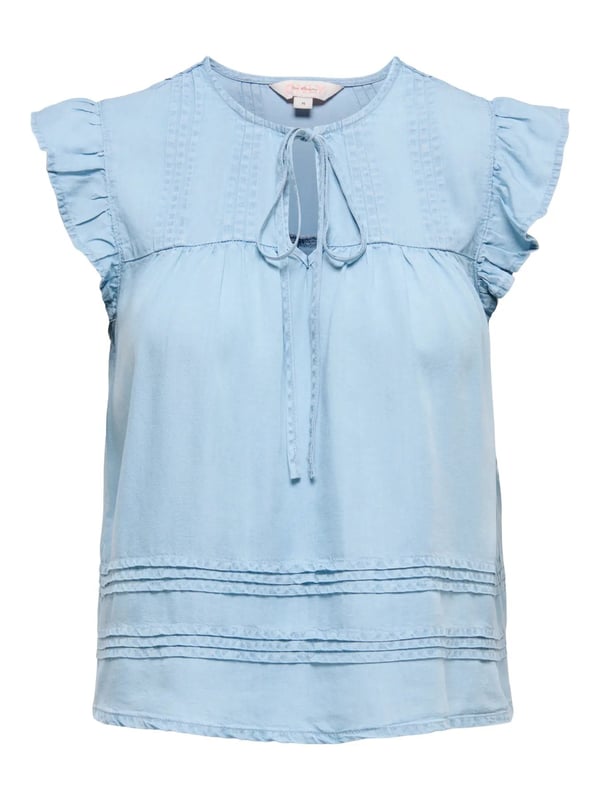 Only ONLCHARIS LIFE SL TIE NECK TOP WVN CC Açık Mavi Kadın Bluz