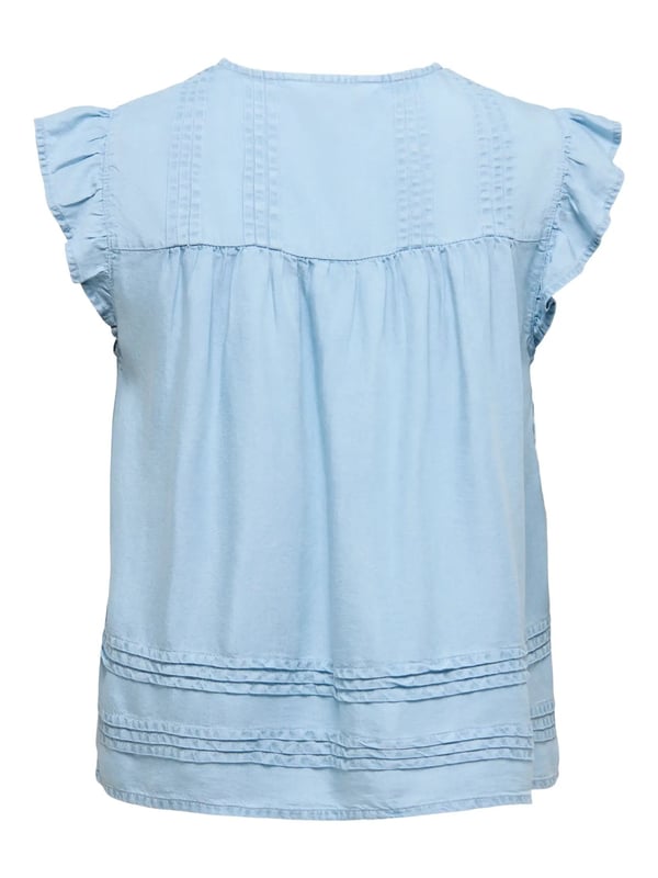 Only ONLCHARIS LIFE SL TIE NECK TOP WVN CC Açık Mavi Kadın Bluz