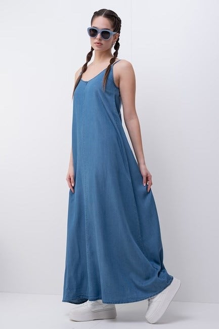 Only ONLCHARIS LIFE STRAP MAXI DRESS CC WVN Denim Kadın Elbise