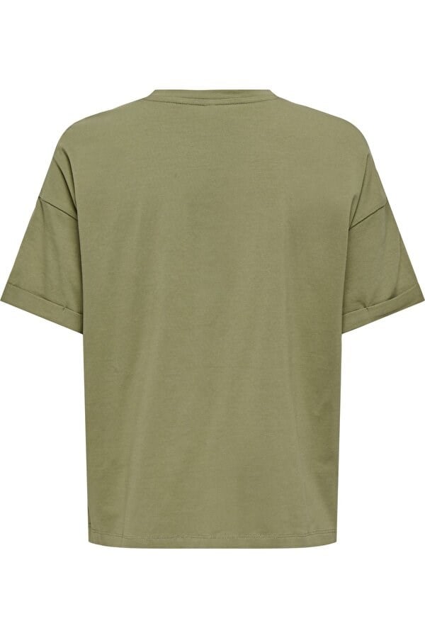 Only ONLCIA S/S FOLDUP PRNT TOP BOXCCJRS Haki Kadın T-Shirt