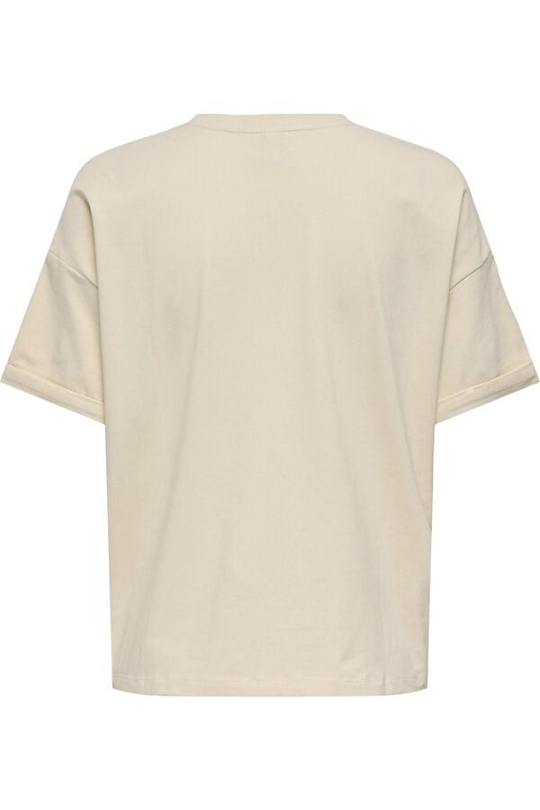 Only ONLCIA S/S FOLDUP PRNT TOP BOXCCJRS Bej Kadın T-Shirt