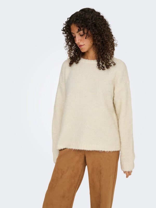 Only ONLCILLE LS O-NECK CC KNT Bej Kadın Kazak