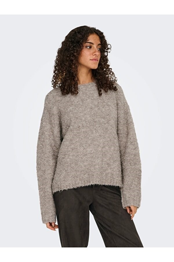 Only ONLCILLE LS O-NECK CC KNT Kahverengi Kadın Kazak