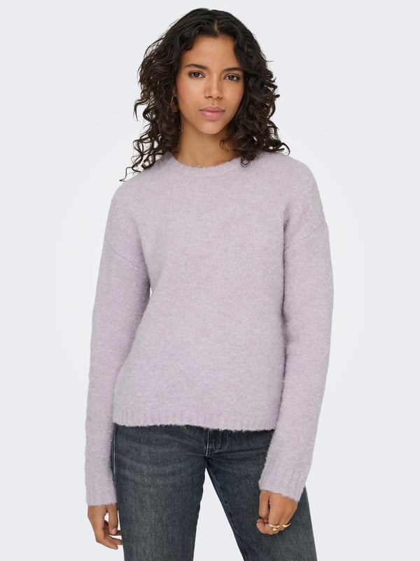 Only ONLCILLE LS O-NECK CC KNT Lila Kadın Kazak