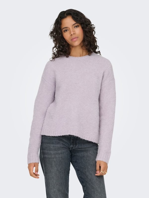 Only ONLCILLE LS O-NECK CC KNT Lila Kadın Kazak