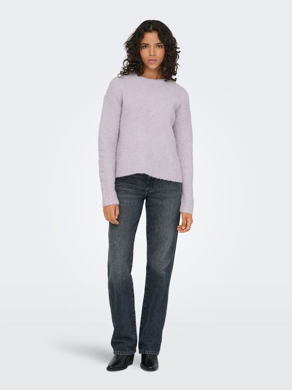 Only ONLCILLE LS O-NECK CC KNT Lila Kadın Kazak
