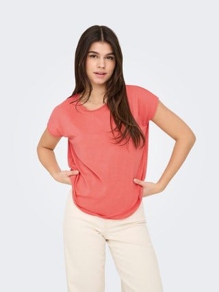 Only ONLCLAUDIA LIFE S/S GLITTER TOP NOOS JRS Mercan Kadın T-Shirt