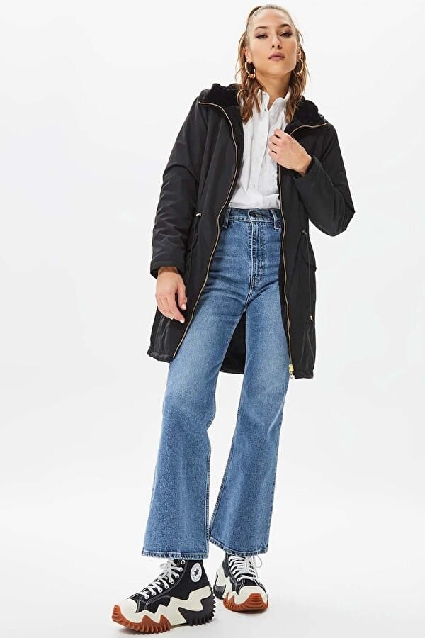 Only ONLDAHLIA  REV. FUR PARKA OTW Siyah Kadın Parka