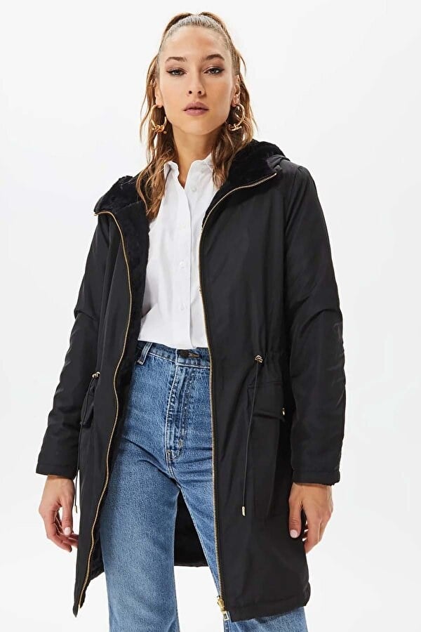 Only ONLDAHLIA  REV. FUR PARKA OTW Siyah Kadın Parka