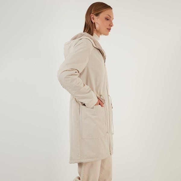 Only ONLDAHLIA  REV. FUR PARKA OTW Bej Kadın Parka