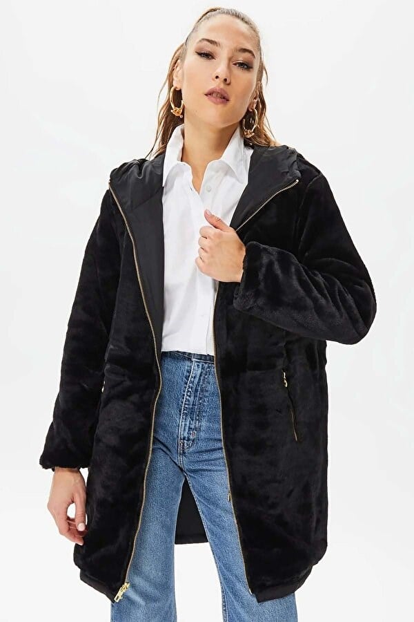 Only ONLDAHLIA  REV. FUR PARKA OTW Siyah Kadın Parka