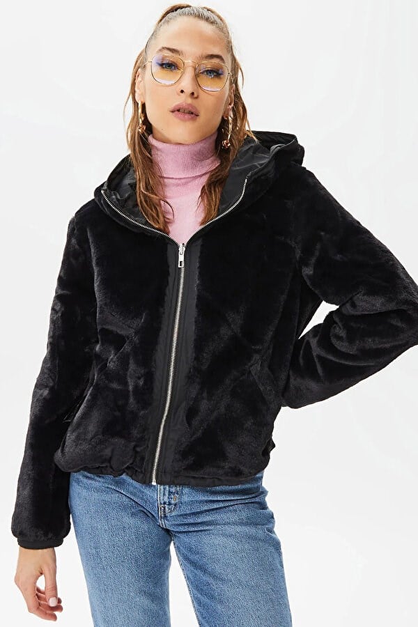 Only ONLDAHLIA REV. FUR JACKET OTW CS Siyah Kadın Ceket