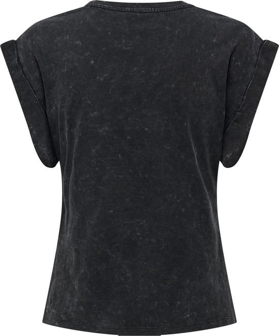 Only ONLDAHLIA S/S TEXT FOLD-UP TOP BOX JRS Siyah Kadın T-Shirt
