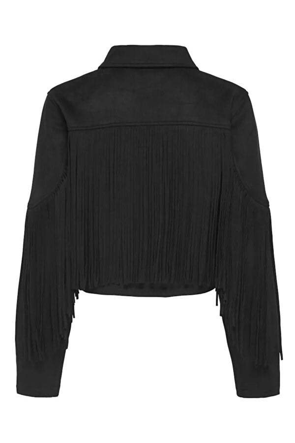 Only ONLDIANE LIFE FAUX SUEDE FRINGES OTW Siyah Kadın Ceket