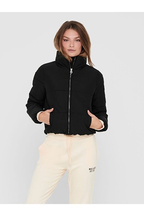 Only ONLDOLLY SHORT PUFFER JACKET OTW Siyah Kadın Ceket