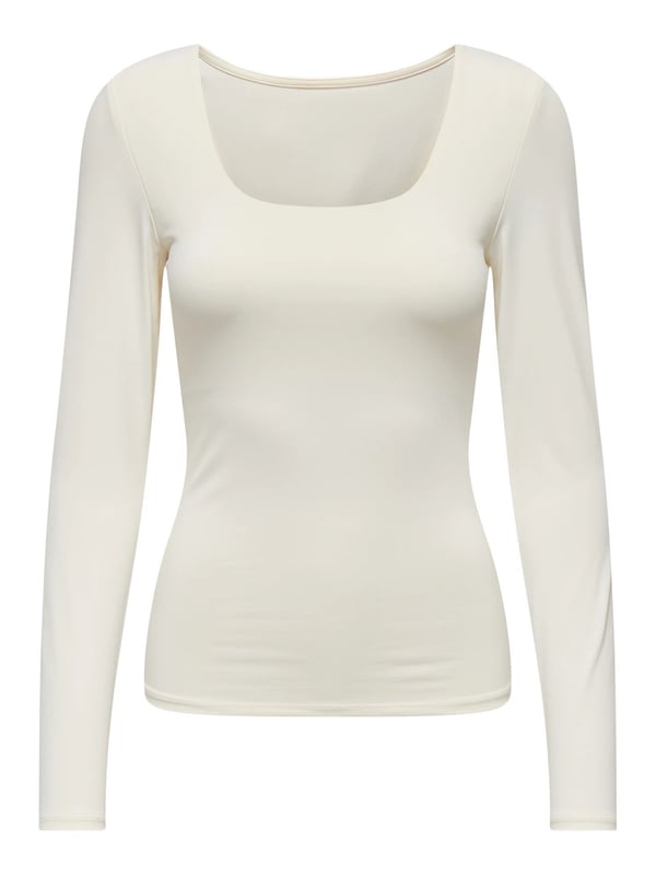 Only ONLEA L/S 2-WAY DEEP NECK TOP JRS NOOS Beyaz Kadın T-Shirt