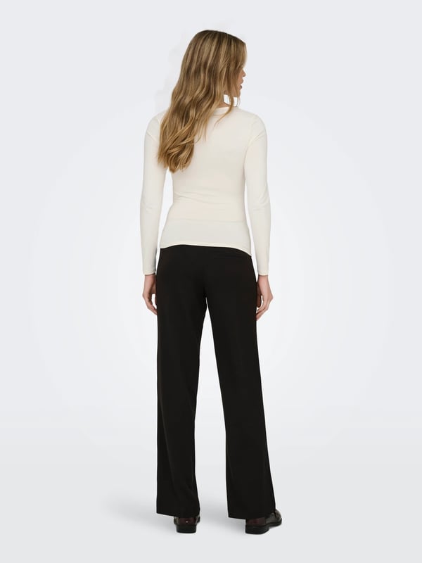Only ONLEA L/S 2-WAY DEEP NECK TOP JRS NOOS Beyaz Kadın T-Shirt