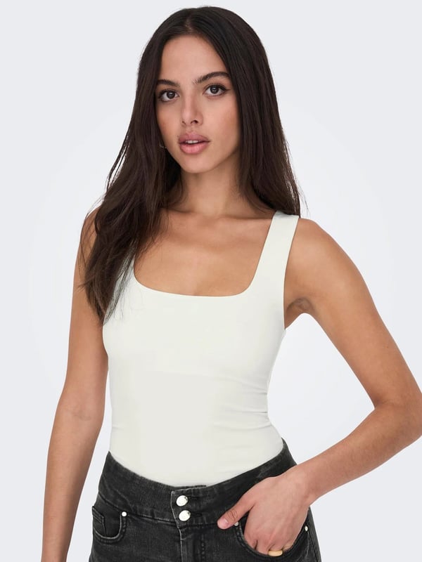 Only ONLEA S/L 2-WAYS FIT TOP JRS NOOS Beyaz Kadın T-Shirt